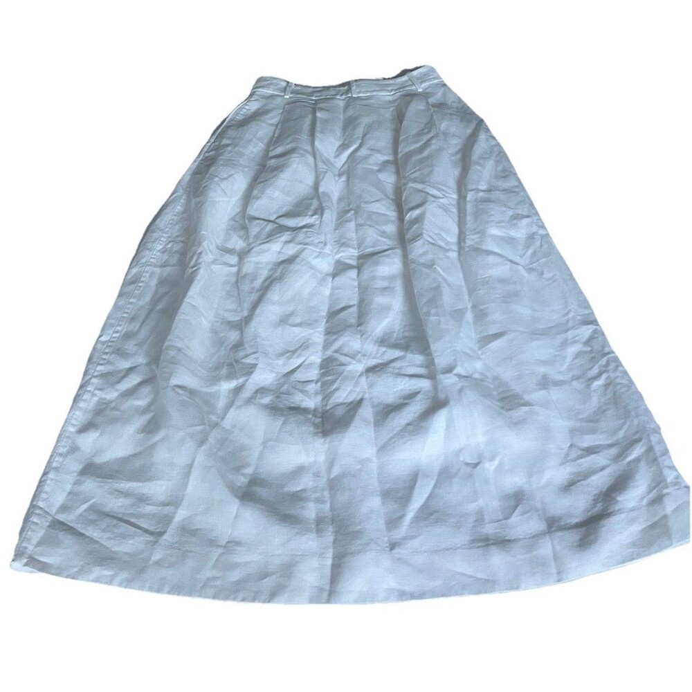 Jenni Kayne Annabel Skirt Ivory Linen, Pleat Waist, Size S - Picture 3 of 8